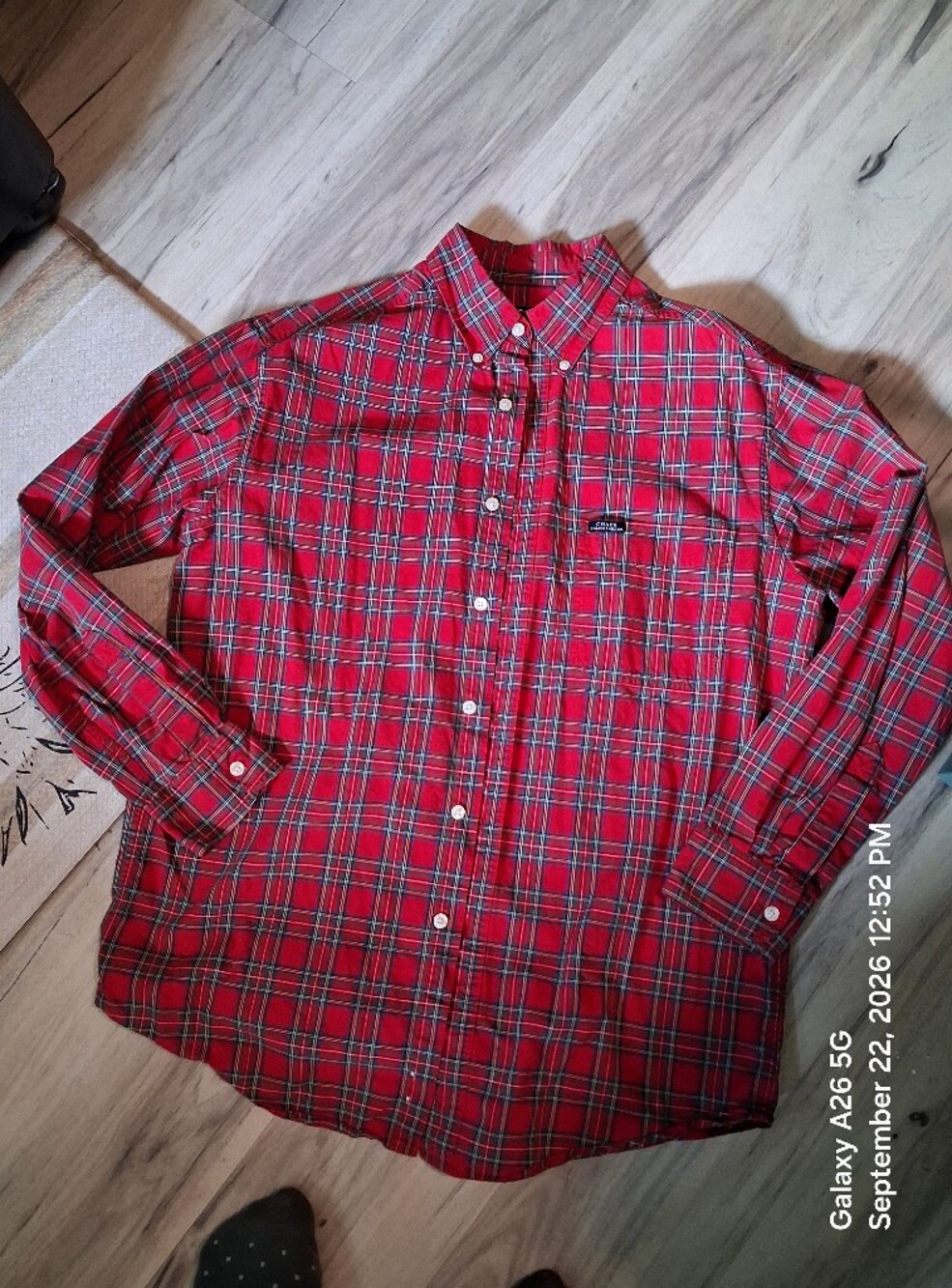 Chaps Ralph Lauren Red Plaid Button-Down Shirt Sz M